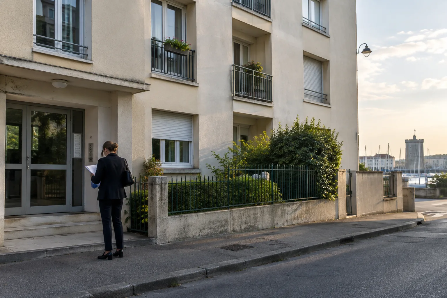 Façade d’un immeuble d’habitation à La Rochelle, cadre d’une vente immobilière avec un logement loué.